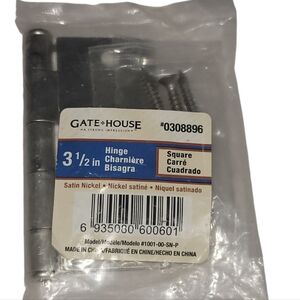 Gate House 3 1/2 In Satin Nickel Square Hinge #0308896 Home Improvement NIP